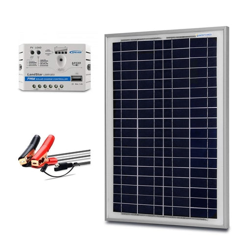 MORA SunPort™ 25W Micro Solar Kit — SAE Quick-Connect + 5A Smart Charge Controller
