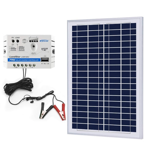 MORA SunPort™ 25W Micro Solar Kit — SAE Quick-Connect + 5A Smart Charge Controller