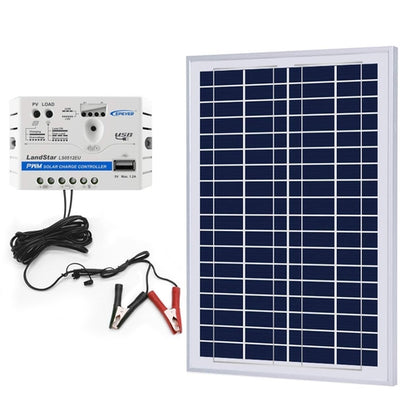 MORA SunPort™ 25W Micro Solar Kit — SAE Quick-Connect + 5A Smart Charge Controller