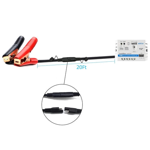 MORA SunPort™ 25W Micro Solar Kit — SAE Quick-Connect + 5A Smart Charge Controller